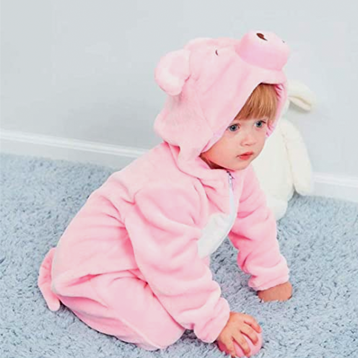 Animal Costume Toddler Winter Autumn Flannel Hooded Romper Cosplay Outfits & Jumpsuit For Unisex Baby & Kids - Pig