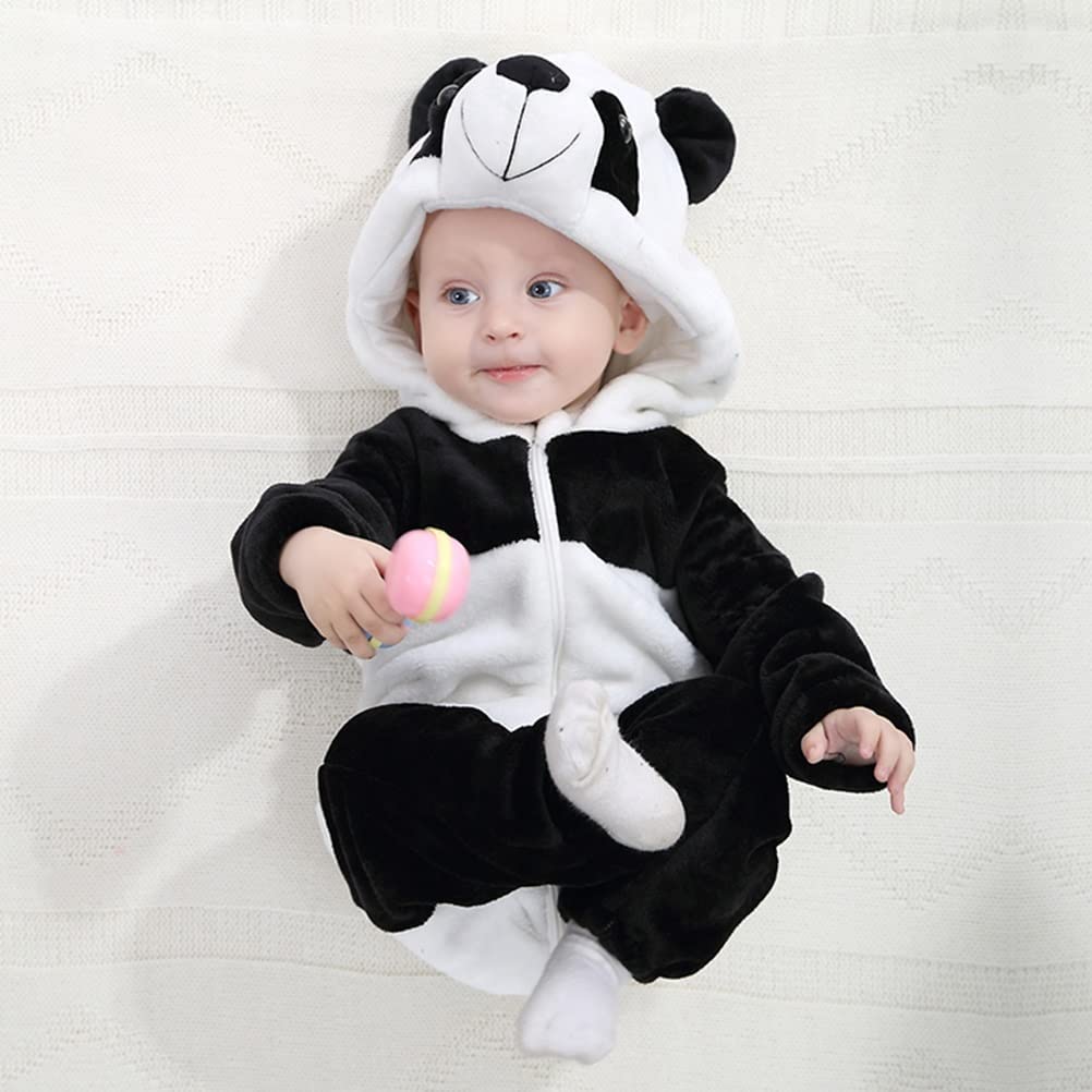 Animal Costume Toddler Winter Autumn Flannel Hooded Romper Cosplay Outfits & Jumpsuit For Unisex Baby & Kids - Panda