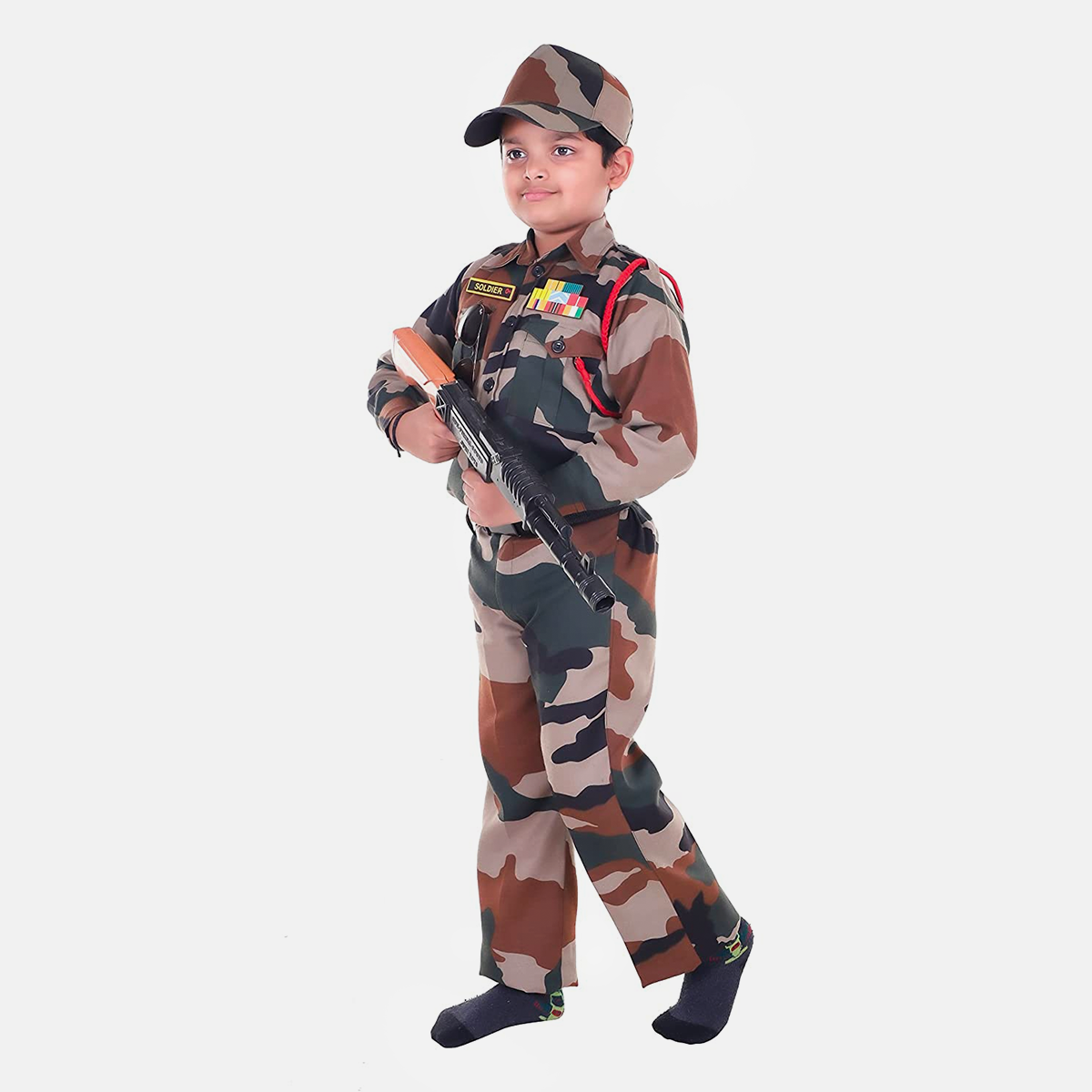 Fabric Fancy Dress with New Print for Cosplay, 7 Pcs Set with Professional Belt, Special Badges, Cap