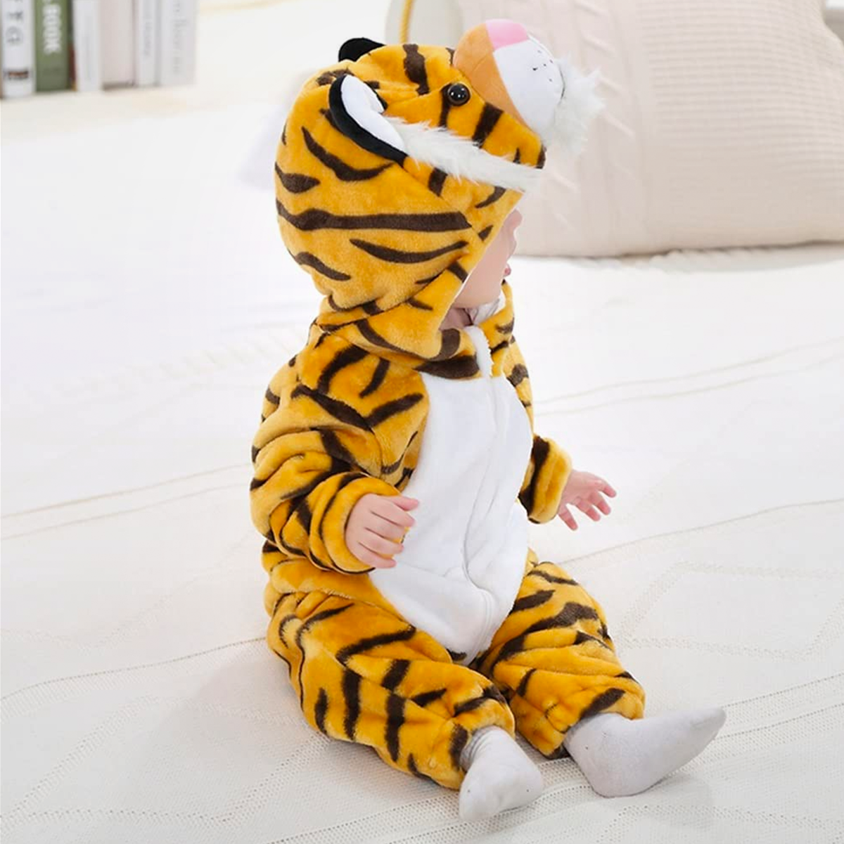 Animal Costume Toddler Winter Autumn Flannel Hooded Romper Cosplay Outfits & Jumpsuit For Unisex Baby & Kids - Tiger