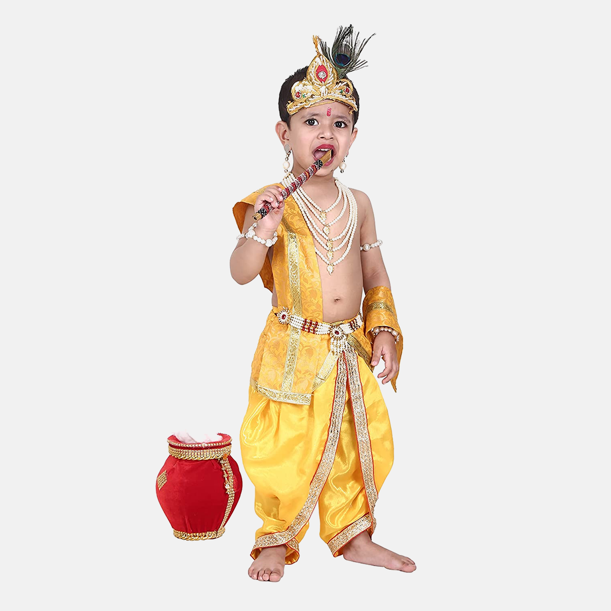 Raj Fancy Dresses Baby Krishna Brocade Fabric Janmashtami Mythological Character Costume